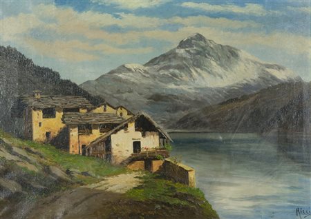 Ricci Paesaggio montano Olio su tela, cm. 50x70 Firmato in basso a destra.