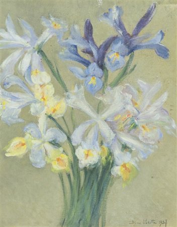 Dino Uberti Fiori, 1937 Olio su cartone telato, cm. 41x33 La tela presenta...