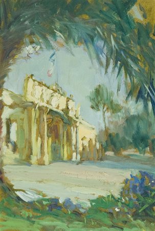Eliseo Simili Il Tettuccio, Montecatini Terme Olio su cartone, cm. 34x22 Sul...