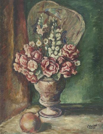 G. Corsini Vaso di fiori, 1942 Olio su cartone, cm. 78x61 Firma e data in...