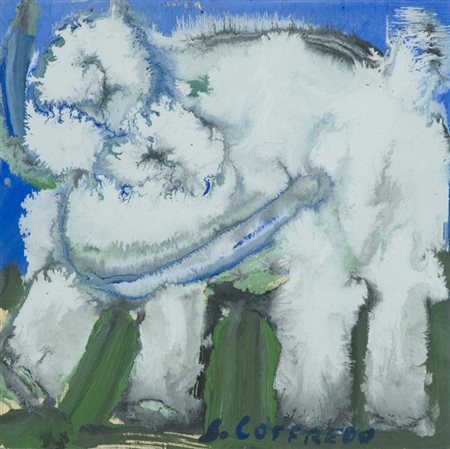 Silvio Loffredo Elefante Olio su tavola, cm. 30x31 Firmato in basso a destra....