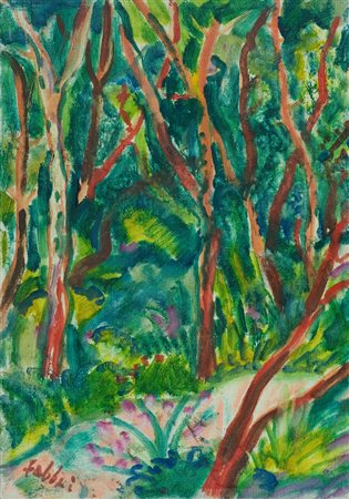 Alfredo Fabbri Bosco, 1977 Olio su tela, cm. 35x25 La tela presenta lieve...