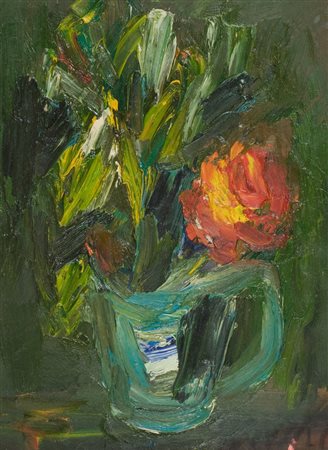 Gino Signori Vaso di fiori, 1968 Olio su cartone, cm. 30x22 Firmato in basso...