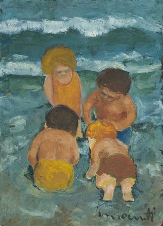 Innocenti Bambini Olio su tela, cm. 70x50 La tela presenta una lieve...