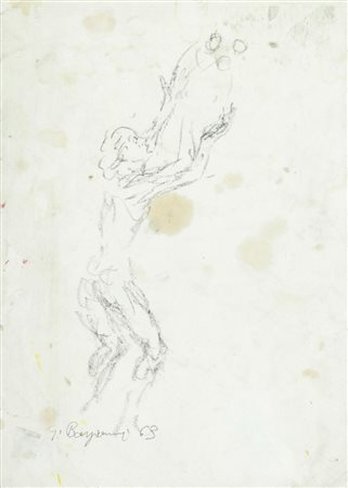 Guido Borgianni Figura, 1969 Carboncino su carta, cm. 29x21 La carta presenta...
