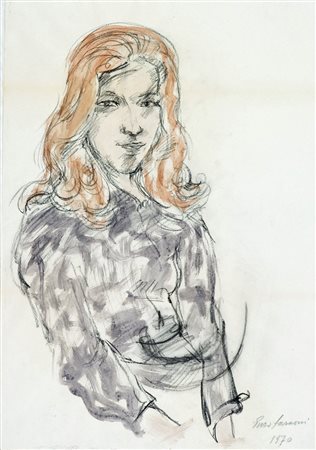 Enzo Faraoni Figura femminile, 1970 Tecnica mista su carta, cm. 50x35 La...