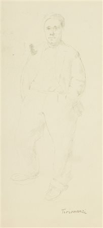 Nino Tirinnanzi Figura Lapis su carta, cm. 29,5x13,5 Firmato in basso a destra.