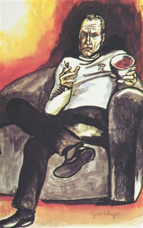 Renato Guttuso Lotto unico di due Opere -"I tarocchi", Fotolitografia su...