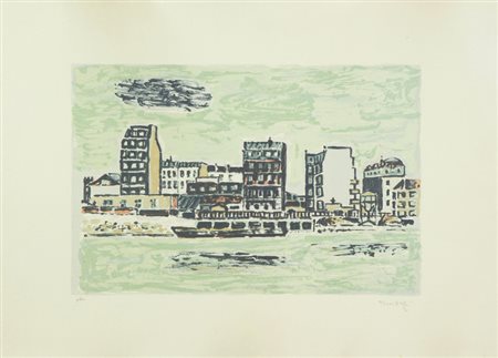 Orfeo Tamburi Paesaggio Litografia su carta, cm. 50x70, es. P.A. Firmato in...