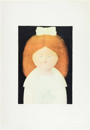 Antonio Bueno Bambina Litografia su carta, cm. 70x50, es. LXXXVIII/C Firma in...