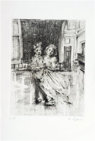 Alessandro Papetti Figure, 1991 Acquaforte di cm. 32,5x25, su carta di cm....