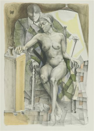 Ugo Attardi Stava nel salotto bello, 1984 Litografia su carta, cm. 76x56, es....