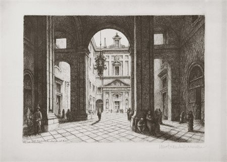 Lino Bianchi Barriviera Lotto unico di due Opere - "Napoli, il Monte di Pietà...