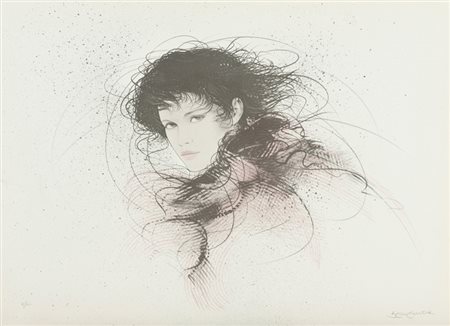 Riccardo Benvenuti Volto Litografia su carta, cm. 50x70, es. X/L Firma in...