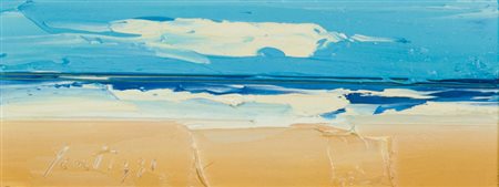 Sergio Scatizzi Marina Olio su tavola, cm. 11,5x30 Firmato in basso a...