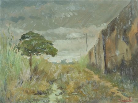 Masaniello Luschi Paesaggio Olio su tavola, cm. 30x40 Firmato in basso a destra.