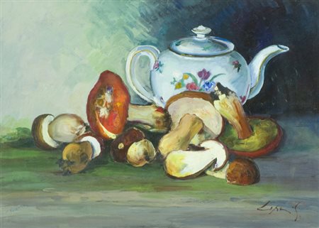 Gio Batta Lepori Natura morta Olio su tavola, cm. 50x70 Firmato in basso a...