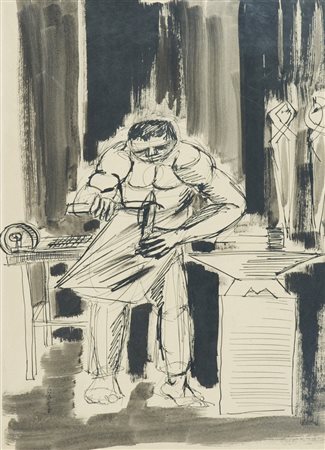 Anonimo Maniscalco China acquerellata su carta, cm. 50x38 La carta lievi...