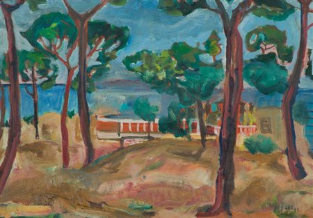 Alfredo Fabbri Tirreno, 1960 Olio su tavola, cm. 35x50 Firmato in basso a...