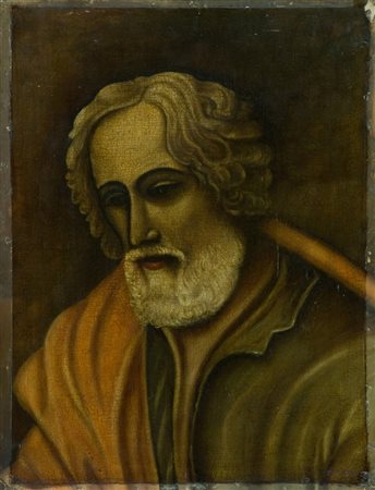 Anonimo Figura Olio su carta applicata su cartone telato, cm. 50,5x39 Firma...