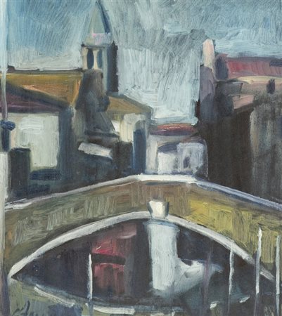 Anonimo Paesaggio Olio su tavola, cm. 40x36 Firma illeggibile in basso a...