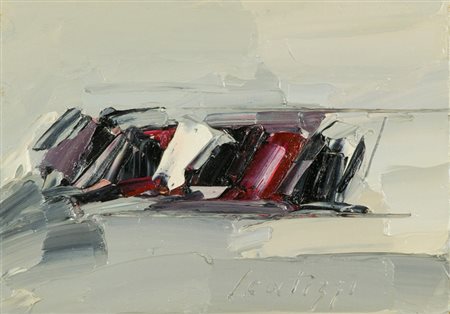 Giancarlo Caldini Via delle forbici, anni '50 Olio su tela, cm. 70x50 Firmato...