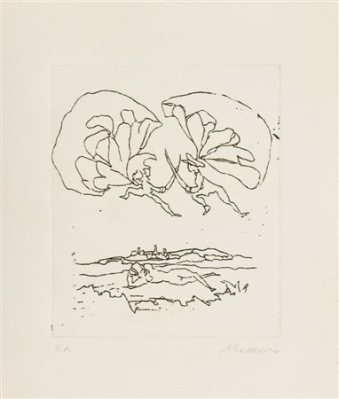 Mino Maccari Senza titolo Acquaforte di cm. 20x16,5, su carta di cm. 30x25,...