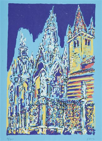 Piero Gauli Battistero Litografia su carta, cm. 70x50, es. 19/100 Firma in...