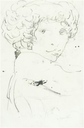 Ugo Capocchini Figura Tecnica mista su carta, cm. 50x32 La carta presenta...