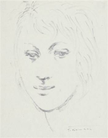 Nino Tirinnanzi Lotto unico di due Opere - "Volto", Pennarello su carta, cm....