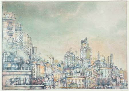 Pier Luigi Romani Palazzi Litografia su carta, cm. 50x70, es. XIII/XX Firma...