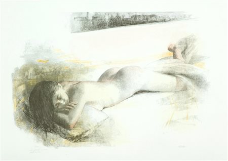 Gaetano Memmo Nudo Litografia colorata a mano su carta, cm. 50x70, es. 1/100...