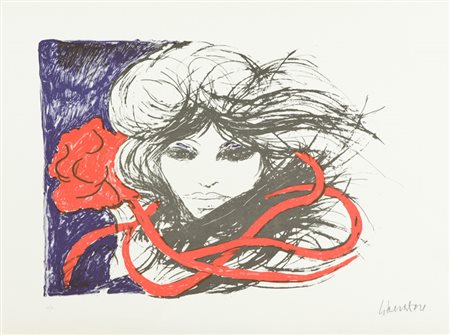 Fausto Maria Liberatore Volto Litografia su carta, cm. 50x70, es. V/L Firma...