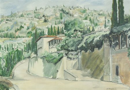 Alessandro Zoboli Paesaggio Toscano Olio su tela, cm. 35x50 Firmato in basso...