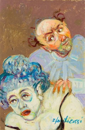 Roberto Fontirossi La visita Olio su cartone telato, cm. 15x10 Firmato in...