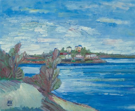 Mihu Vulcanescu Paesaggio Olio su tela, cm. 50x60 Siglato in basso a sinistra.