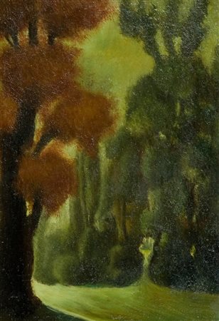 M. Merlo Paesaggio Olio su cartone telato, cm. 30x20 Firmato in basso a...