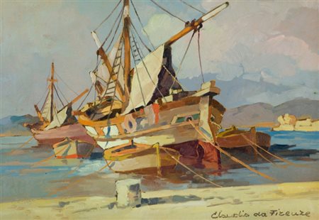 Claudio Da Firenze Marina Olio su tavola, cm. 35x50 Firmato in basso a...