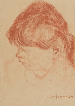 Alberto Caligiani Ritratto di bimba Sanguigna su carta, cm. 37x26 Firmato in...