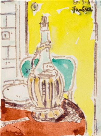 Orfeo Tamburi Fiasco di vino, 1972 Acquerello su carta, cm. 12x9 Firma e data...