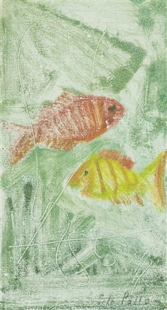 Silvio Polloni Pesci Pastelli su carta, cm. 25x14 Firmato in basso a destra.