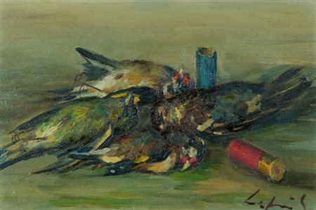 Gio Batta Lepori Natura morta Olio su tavola, cm. 21,5x31,5 Firmato in basso...