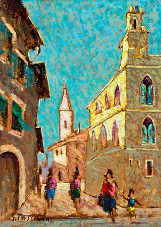 Gino Tassinari Volterra Olio su tela, cm. 70x50 Firmato in basso a sinistra....