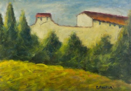 Tullio Bartoli Lotto unico di due Opere - "Paesaggio", Olio su cartone, cm....