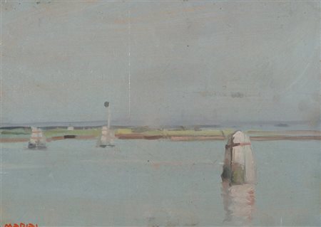 Mario Madiai Marina Olio su tavola, cm. 25x35 Firmato in basso a sinistra....