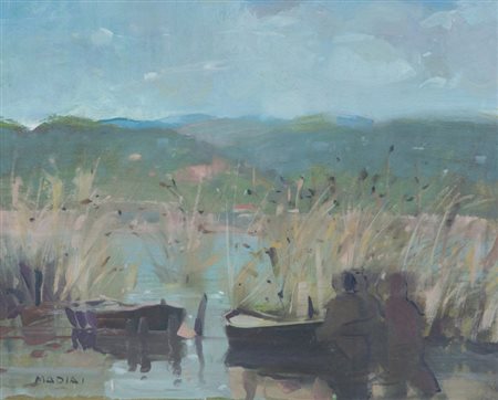 Mario Madiai Torre del Lago Puccini, 1972 Olio su tavola, cm. 40x50 Firmato...