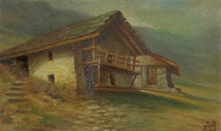 Anonimo Baita Olio su cartone, cm. 14x22 Siglato "A.G.", in basso a destra.