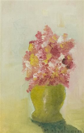 Dino Migliorini Vaso di fiori Olio su cartone telato, cm. 14x9 Firmato in...