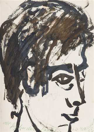 Giuliano Grassellini Volto, 1969 Olio su carta, cm. 50x35,5 Firma e data in...