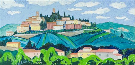 Mario Fronteddu Veduta Olio su tela, cm. 50x100 Firmato in basso a sinistra.